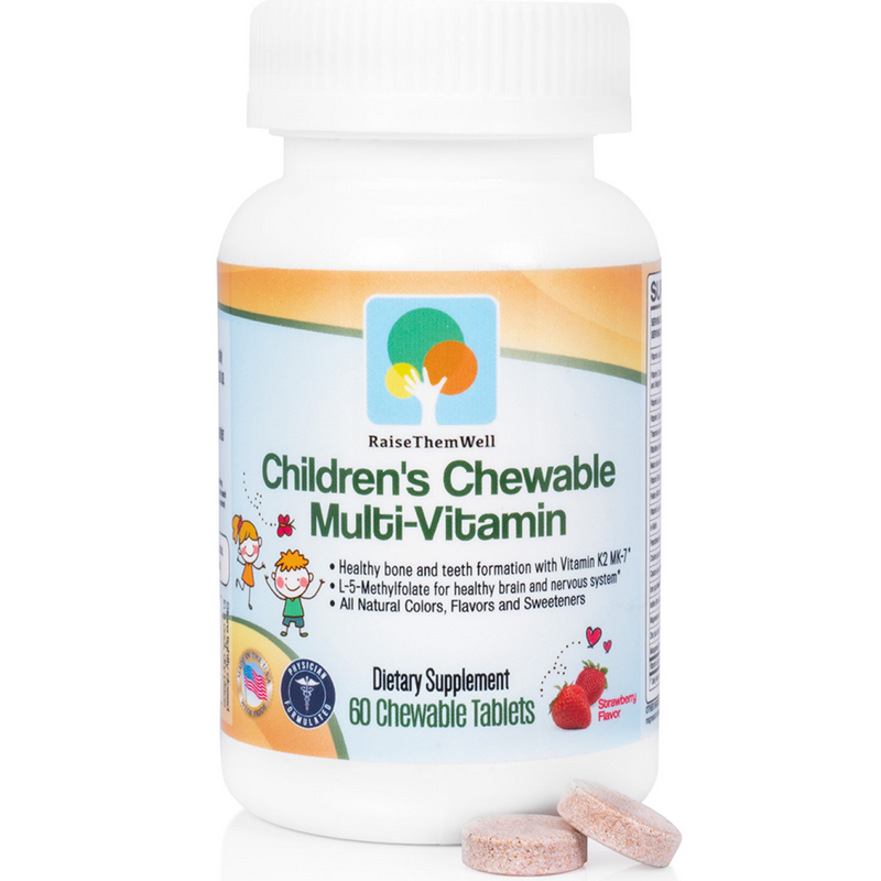 Bottle of Raise Them Well Children's Chewable Vitamins