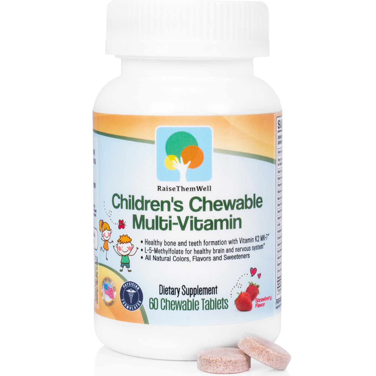 Bottle of Raise Them Well Children's Chewable Vitamins