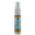 Front label of kid-safe, certified toxic-free hand sanitizer spray bottle