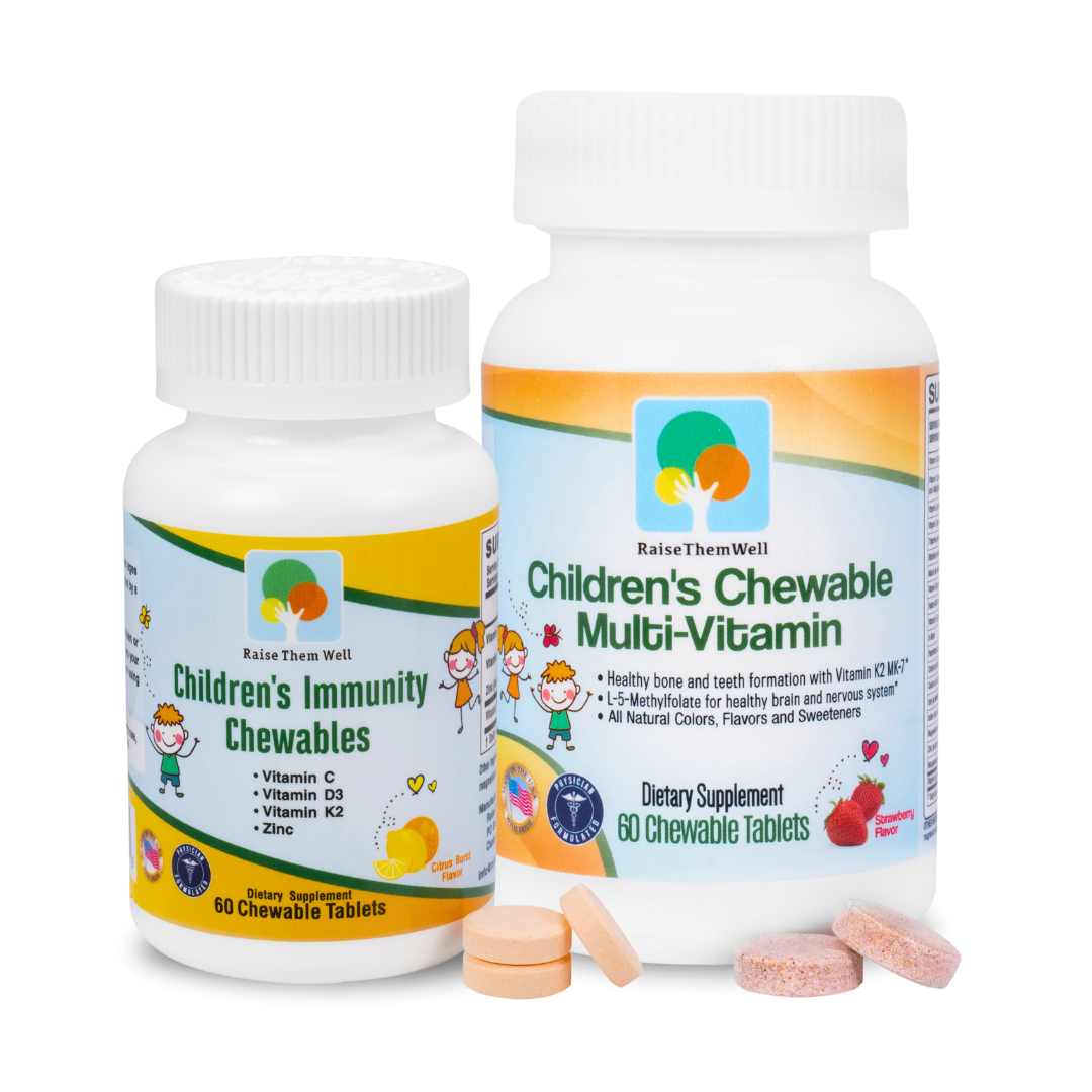 The Kids Wellness Bundle includes our Children's Immunity Chewables and Children's Chewable Multivitamins