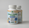 Two bottles of Children's Chewable Probiotic on a gray background
