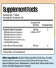 Supplement facts label with probiotic blend complex and inulin content on a gradient background