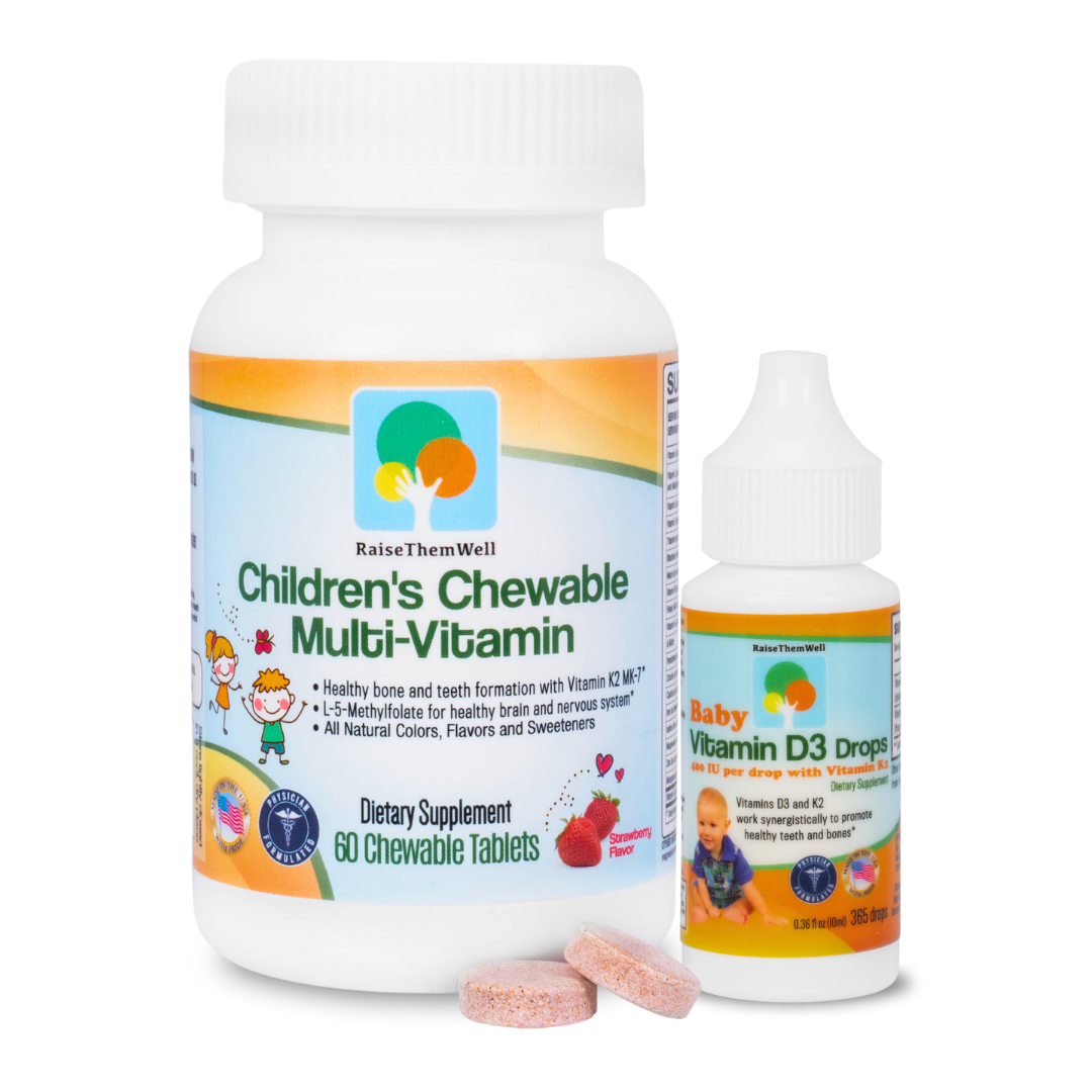 Toddler Vitamins Product Image - Chewable Kids' Vitamins and Vitamin D Drops with K2