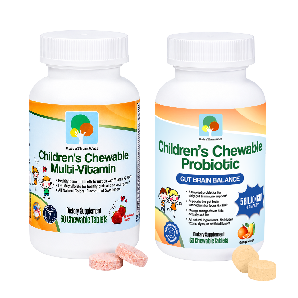 Bundle and Save: Happy Belly + Strong Body, Chewable Probiotic and Multivitamin