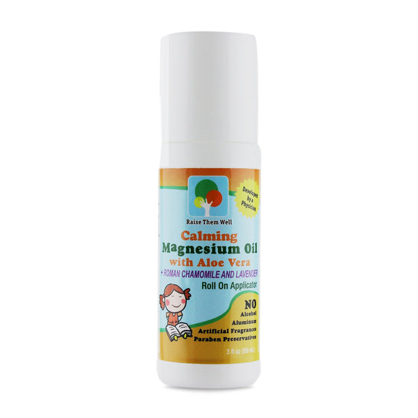 Kid Safe Calming Magnesium Oil For Sleep with Roman Chamomile and Lavender Essential Oils in a Roll-On Applicator